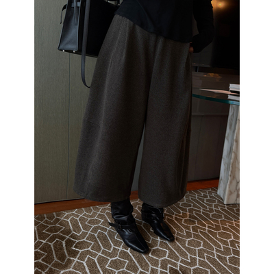 铅笔小鑫大码女装超松弛日系简约复古阔挺宽松休闲高腰阔腿裤