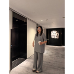 铅笔小鑫大码女装慵懒精致感重工烫钻T恤+阔腿裤套装