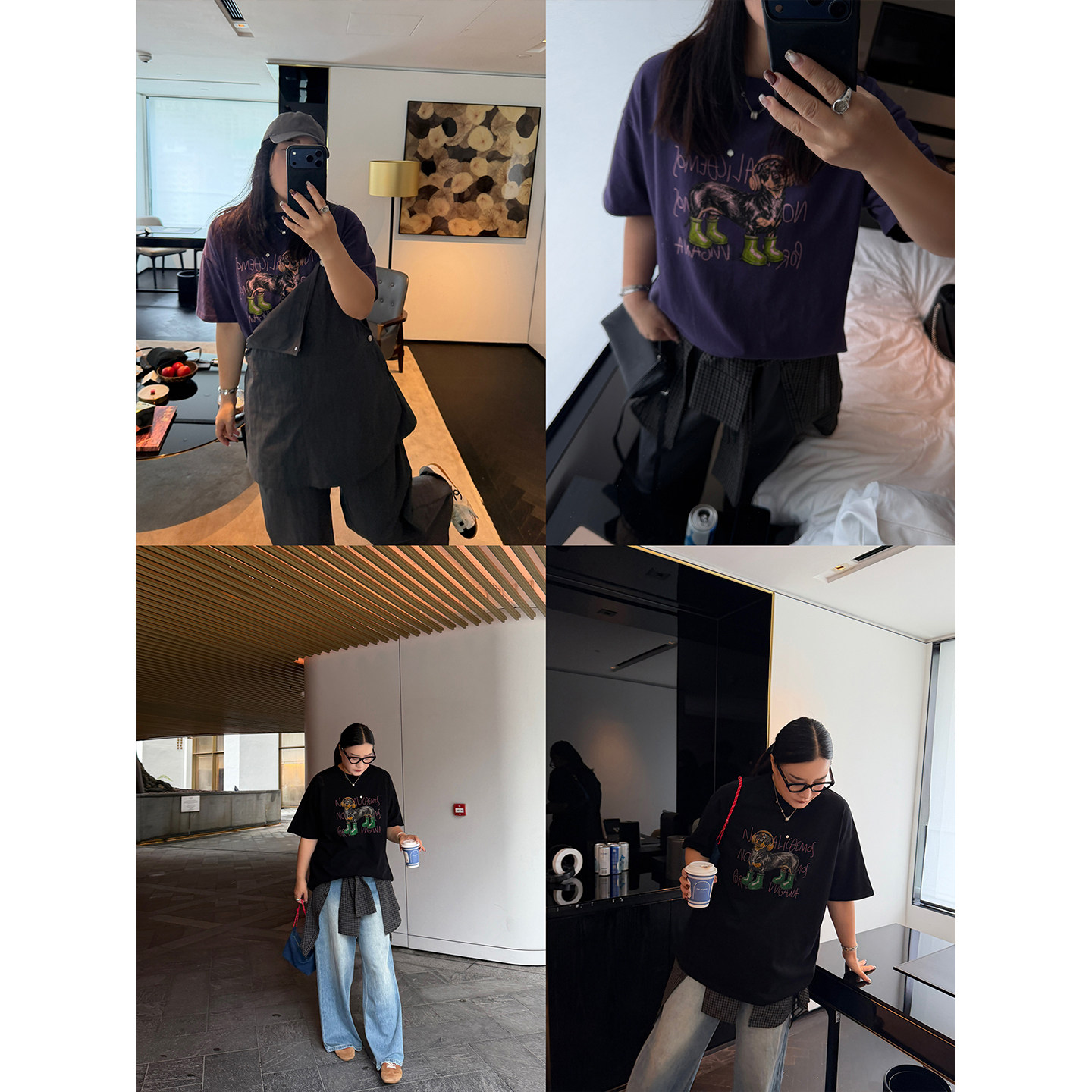 铅笔小鑫大码女装松弛显瘦休闲复古趣味减龄小狗印花T恤大码短袖