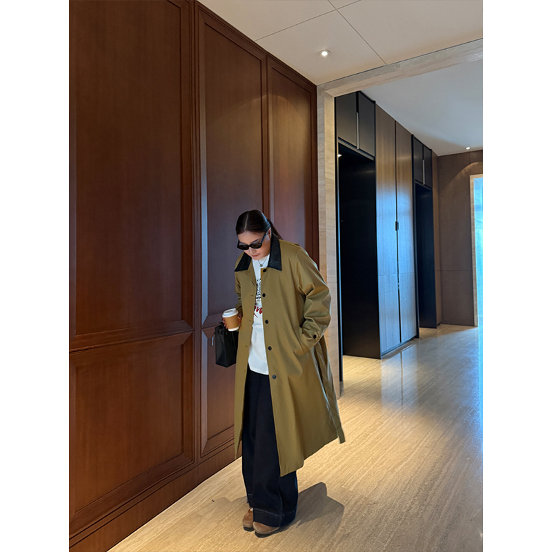 铅笔小鑫【24日 20:00】极简拼接 撞色翻领 立体廓形夹棉风衣