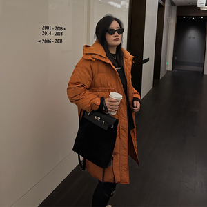 铅笔小鑫大码女装百搭宽松连帽羽绒服秋冬保暖加厚休闲中长款外套