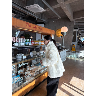 铅笔小鑫大码女装 老钱风真兔毛皮草 保暖立领外套