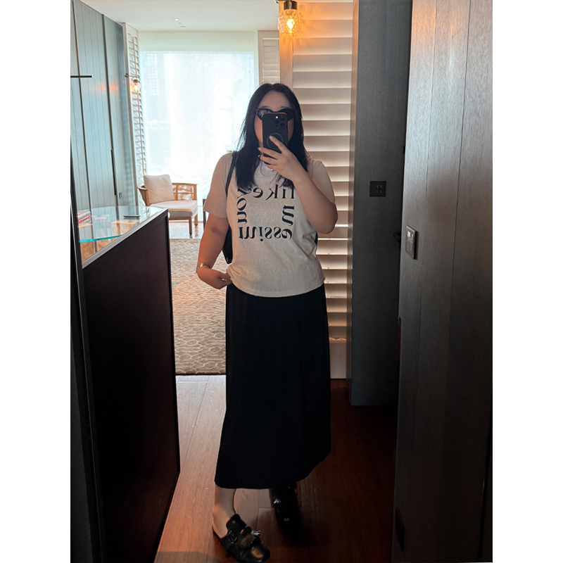 铅笔小鑫大码女装 亲肤细腻 透气 全松紧后开叉大码半身裙