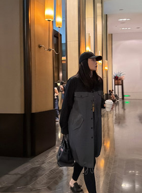 铅笔小鑫大码女装高智感穿搭休闲宽松拼色大口袋外套