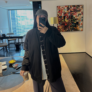 铅笔小鑫大码女装简约百搭系带拉链夹克外套胖MM秋冬休闲显瘦棉衣