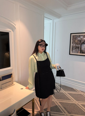 现货！铅笔小鑫大码女装遮拜拜肉超显瘦懒人穿搭吊带背心裙