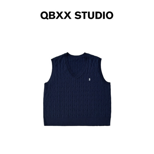 铅笔小鑫大码女装 叠穿百搭显瘦V领复古大码针织马甲外套