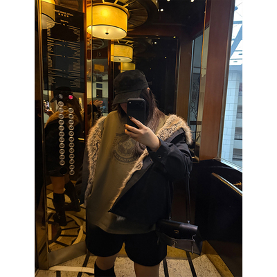 铅笔小鑫大码女装美式复古松弛感时髦印花宽松显瘦T恤