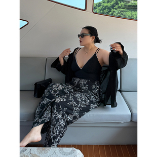 85折 街头潮酷 铅笔小鑫 花朵印花全松紧阔腿裤 31日