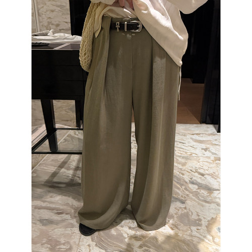 现货！铅笔小鑫大码女装吸睛双褶显瘦遮肉休闲慵懒阔腿裤