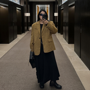 胖MM秋冬气质百搭短款 铅笔小鑫大码 复古西装 气质法式 羊绒外套 女装