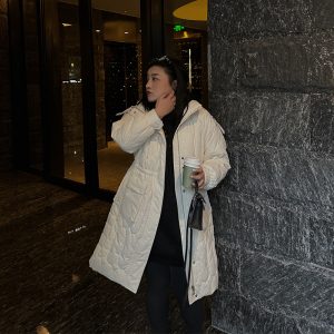铅笔小鑫大码女装百搭可收腰羽绒服秋冬胖MM温柔显瘦中长款外套