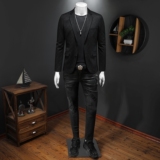 新款秋季新款男装西服弹力印花潮流便西休闲西装XCX2308P180，男装西服套装，电商D225
