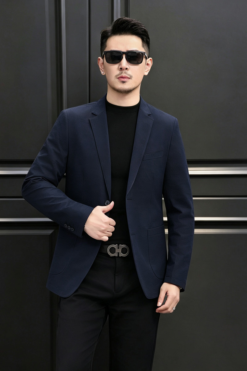 2026春装新款西服外套男轻薄款泡泡纹西装男士便服2611P165,男装西服套装,电商D225