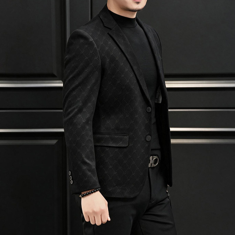 新款秋季新款男装西服弹力印花潮流便西休闲西装XCX2308P180,男装西服套装,电商D225