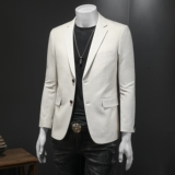 男士春秋新款西装亚麻休闲西装外套XZX2301P160258，男装西服套装，电商D225