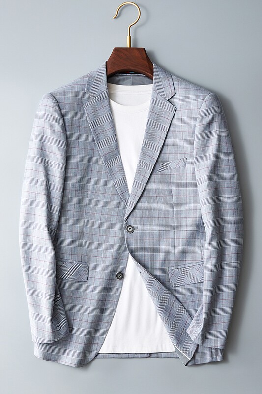 春秋新款格子小西装男士修身休闲单件西服1379P155,男装西服,电商D225