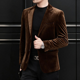 2026男装金丝绒小西装男士商务休闲西服XZ6801P175，男装西服套装，电商D225