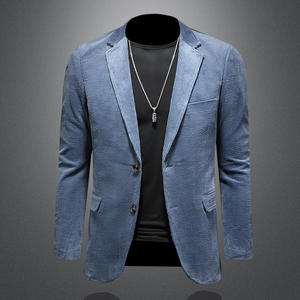 男纯棉灯芯绒西装复古怀旧休闲西服纯色青年便服西服 CZ7802P180图片