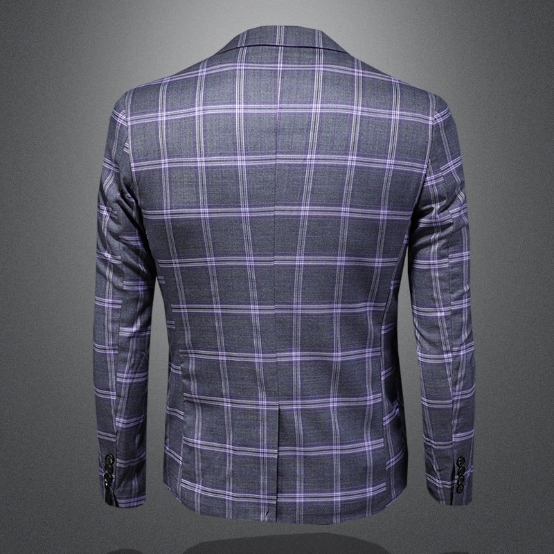 西装男外套格子潮流男装便西时尚休闲西服7816P155258,男装西服套装,电商D225