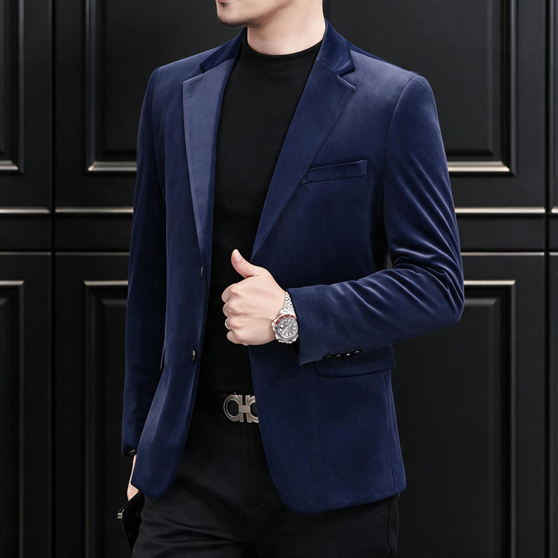 时尚男装金丝绒小西装男士商务休闲西服XZ6801P175,男装西服套装,电商D225