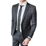 M-3XL套装格子两件套高品质职业套装工作服男装815-P210，男装西服套装，电商D225