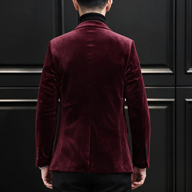 新款男装金丝绒小西装男士商务休闲西服XZ6801P175,男装西服套装,电商D225