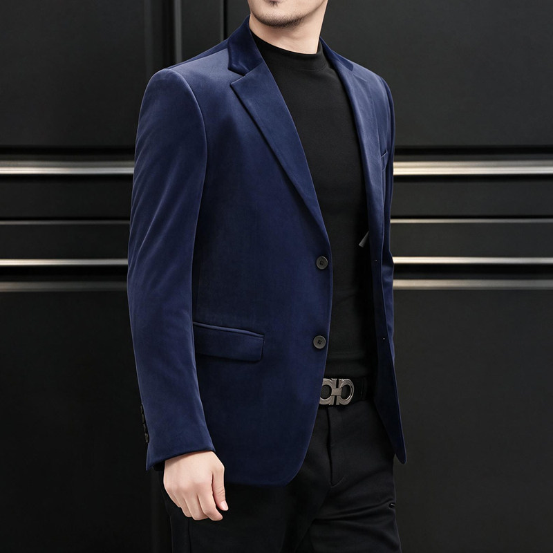 时尚男装金丝绒小西装男士商务休闲西服XZ6801P175,男装西服套装,电商D225