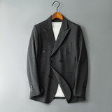 新款秋冬新款男士西装加厚休闲格子戗驳领双排扣西服外套2502P175，男装西服，电商D225