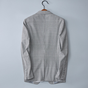 长袖灯笼袖常规标准修身西服上装韩版条纹男士西服时尚休闲春季图片