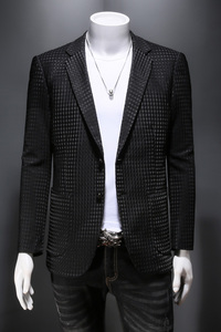 男士黑色秋季修身上衣西服小西装外套301P175控价328图片