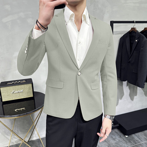 男青年单排扣修身西装 休闲纯色西服 M-5XL 7803P145 200图片