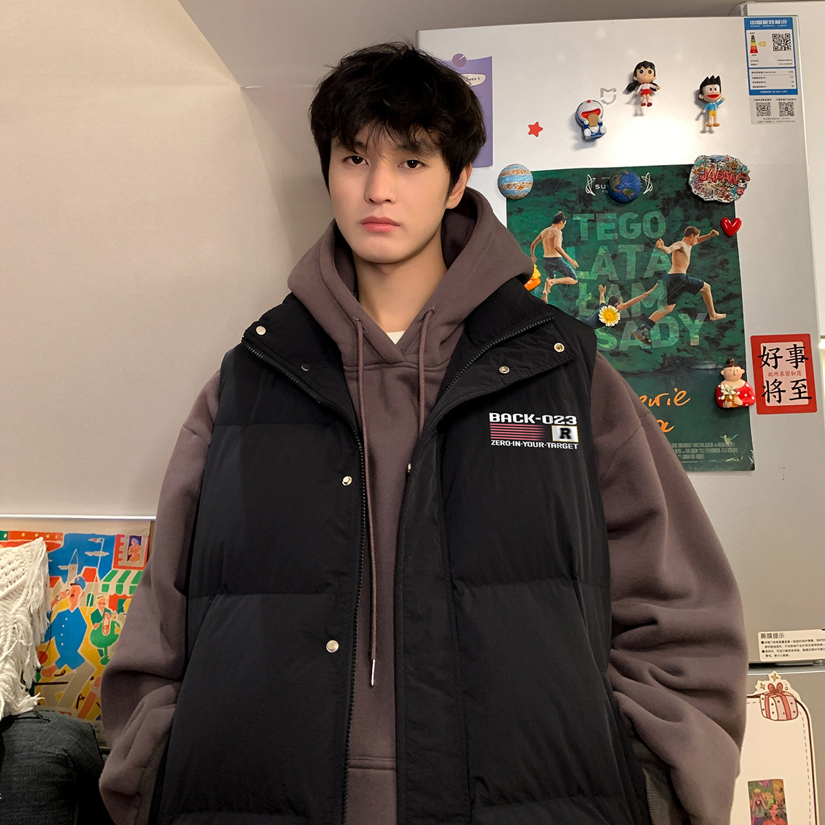 港风23新款秋冬时尚百搭宽松字母印花羽绒马甲MJ108P115控158,男装羽绒服,电商A247