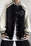 23春季港风时尚拼接拼色排扣棒球服设计感印花夹克JK877P65控88，男装夹克，电商A247