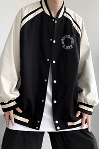 23春季  港风时尚拼接拼色排扣棒球服设计感印花夹克JK877P65控88图片