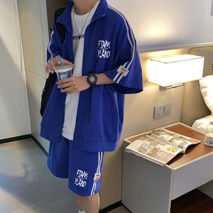 夏季织带撞色开衫短袖外套短裤运动套装 TZ665特批P65控98图片