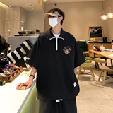 港风23夏季时尚半拉链短袖潮流百搭短裤五分裤套装TZ760P65控98，男装休闲套装，电商A247