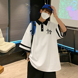 夏季潮流拼色翻领POLO衫搭短裤休闲运动套装TZ827特批P65控98，男装T恤，电商A247