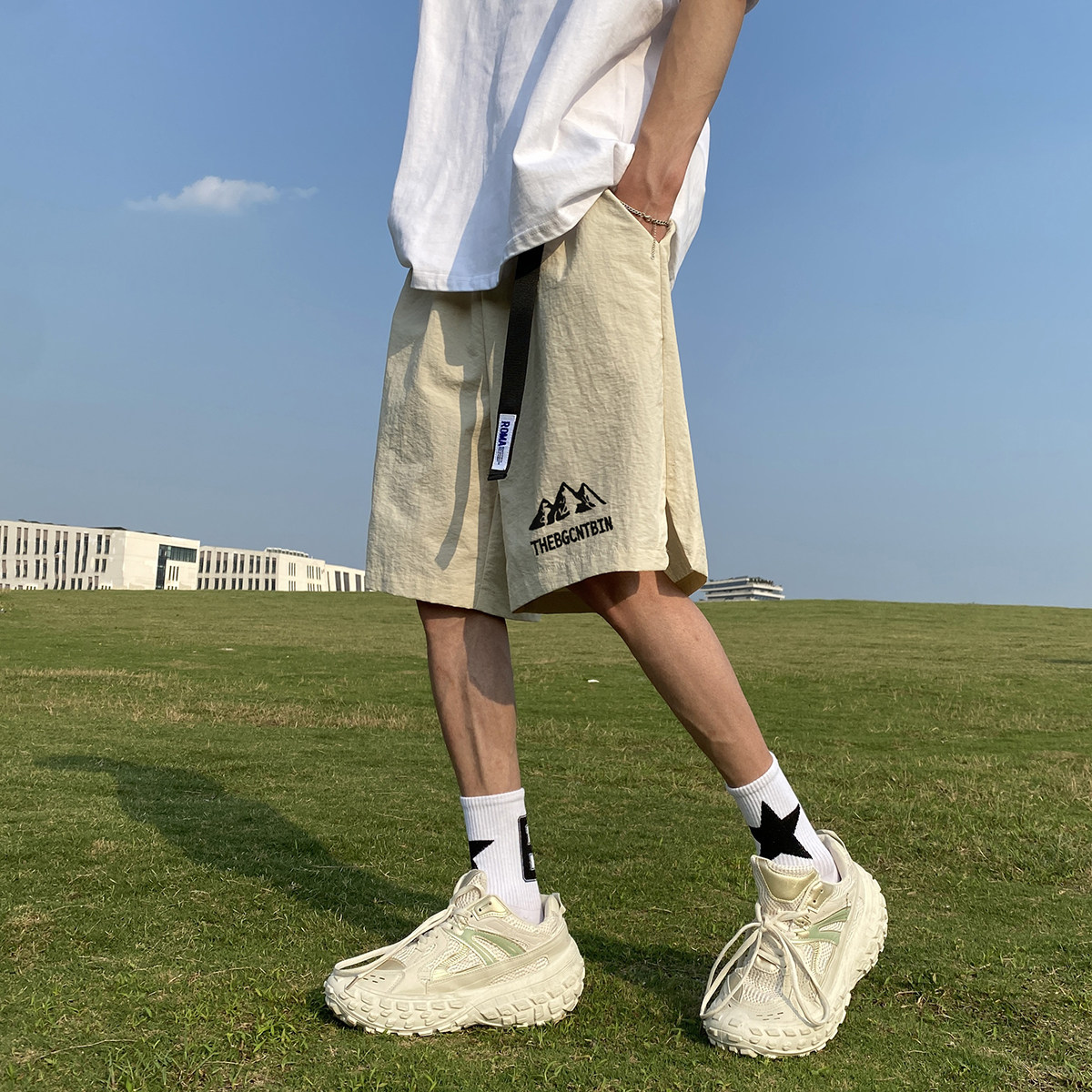 夏季宽松潮流速干沙滩裤运动短裤五分裤A271特批P30控48,男装休闲裤,电商A247