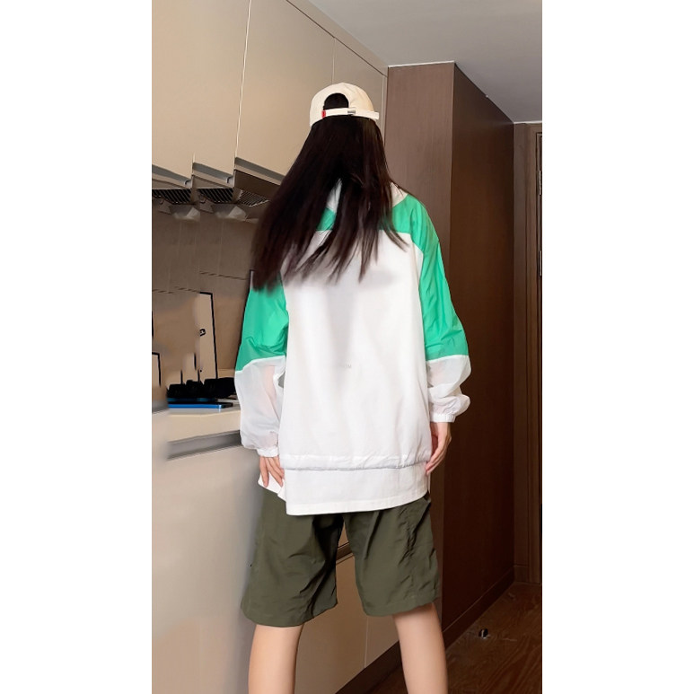 夏季宽松薄款潮流拼色连帽防晒服外套F06特批P45控68,男装防晒衣,电商A247
