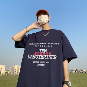 港风23新款夏季时尚百搭款式字母印花圆领短袖T恤T1171P25控38图片