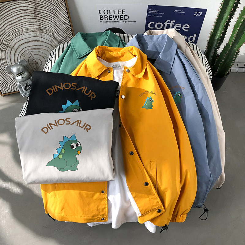 Hong Kong style tile new trend printed lapel jacket men's coat