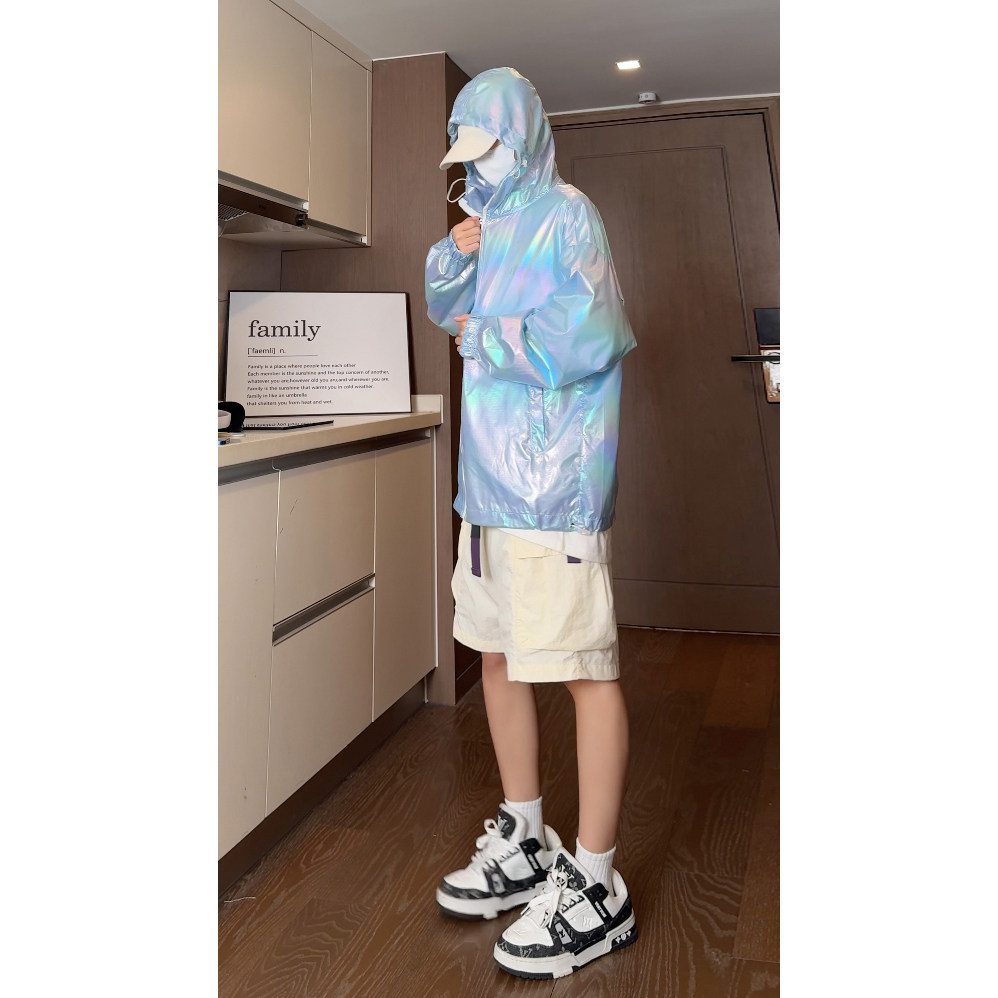 抖音主推夏季防水炫彩色宽松防晒服防晒衣F05特批P45控68,男装夹克,电商A247