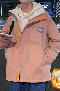 冬季港风印花内里加绒加厚宽松绒外套棉夹克 MJK210JR P85控98图片