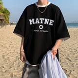 港风23夏季新款时尚字母印花100短袖T恤T266P35控48，男装T恤，电商A247
