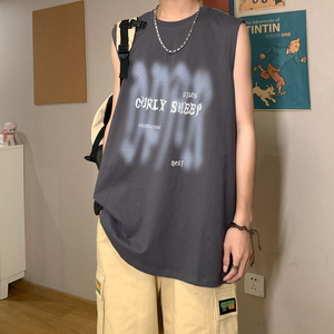 夏季潮流宽松无袖T恤男生背心 DT506 P25控38图片