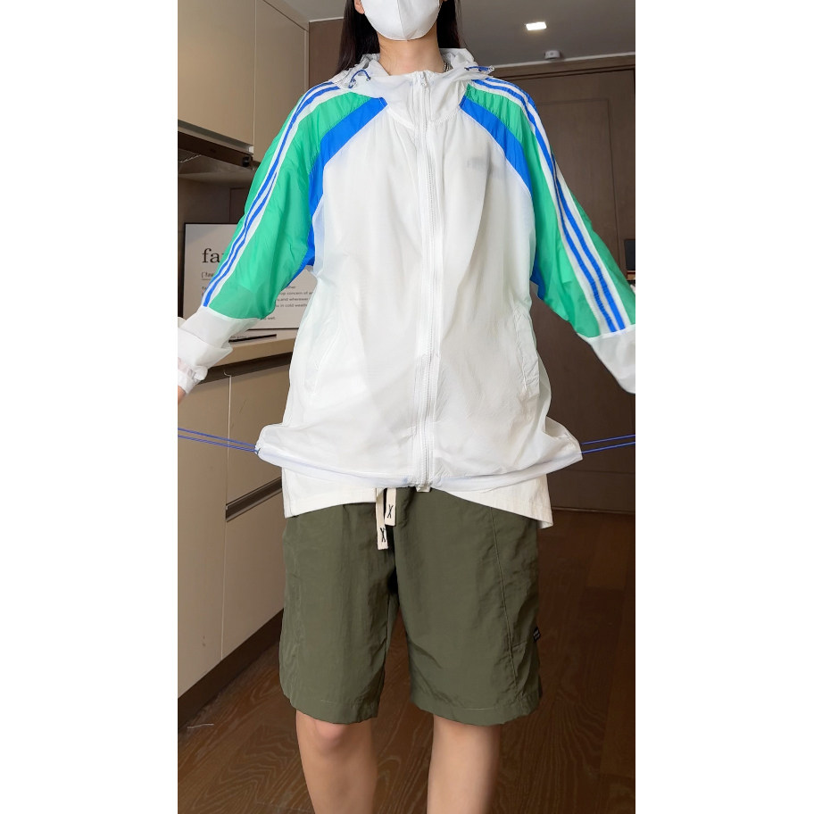 夏季宽松薄款潮流拼色连帽防晒服外套 F06特批P45控68图片