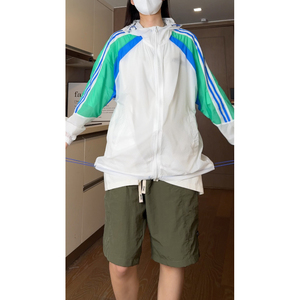 夏季宽松薄款潮流拼色连帽防晒服外套 F06特批P45控68图片