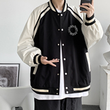23春季港风时尚拼接拼色排扣棒球服设计感印花夹克JK877P65控88，男装夹克，电商A247