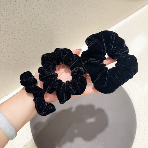 气质黑色丝绒小肠发圈高级感发饰